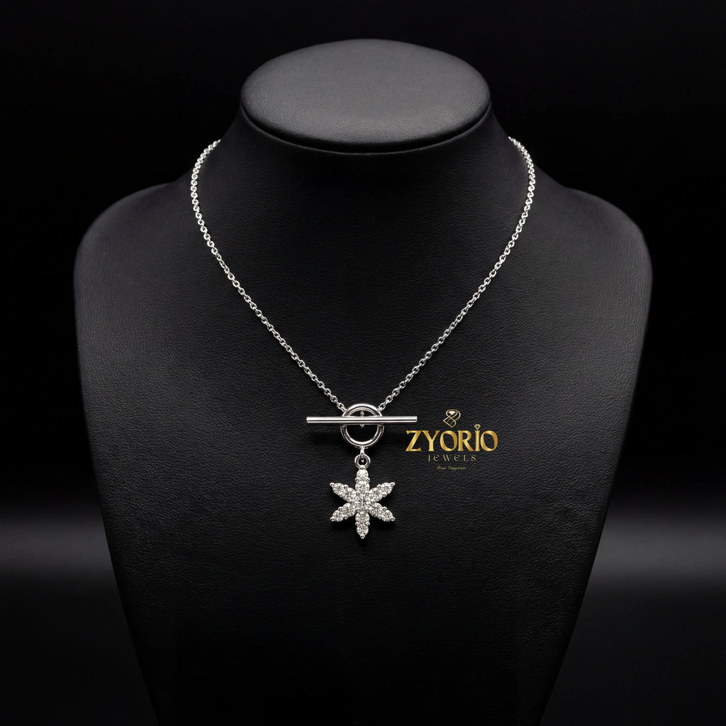 Radiant Star Diamond Pendant Necklace 925 Sterling Silver Luxury Jewelry For Women