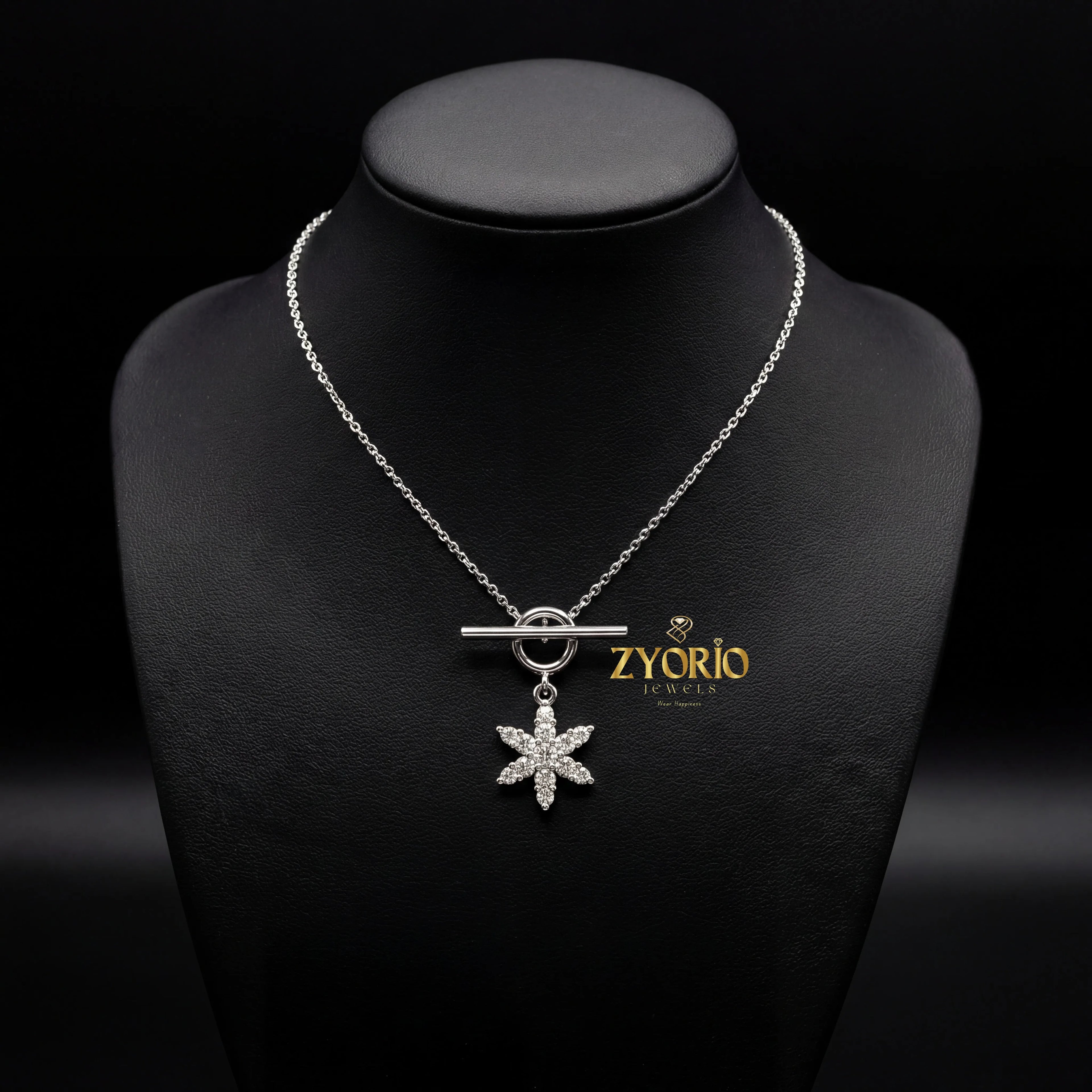 Radiant Star Diamond Pendant Necklace 925 Sterling Silver Luxury Jewelry For Women