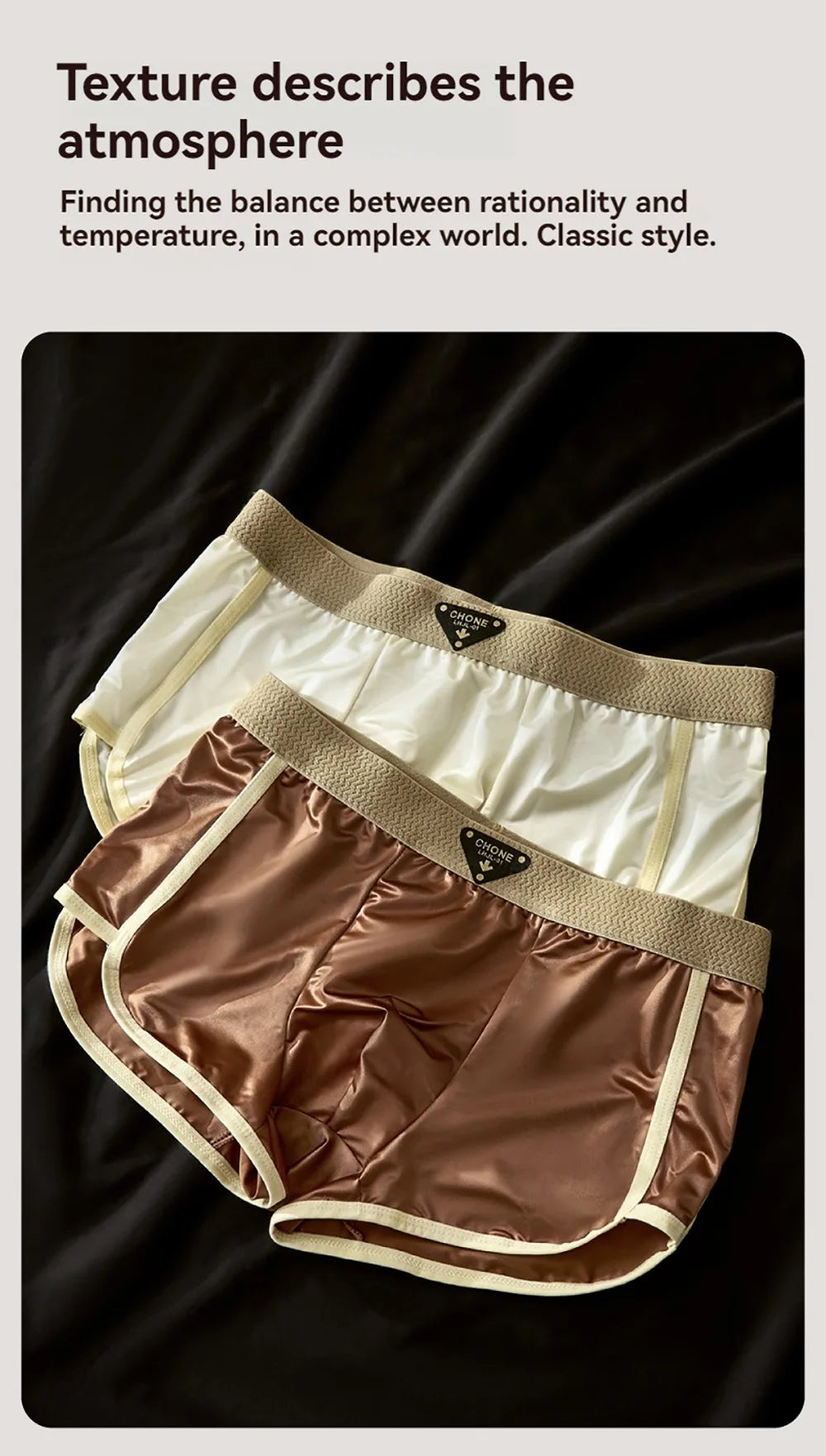 3PCS/Pack Luxury Solid Satin-like Boxer Man Cool 10A Antibacterial Silk U-shape Pouch Men's Panties High Elastic Wais Underpants