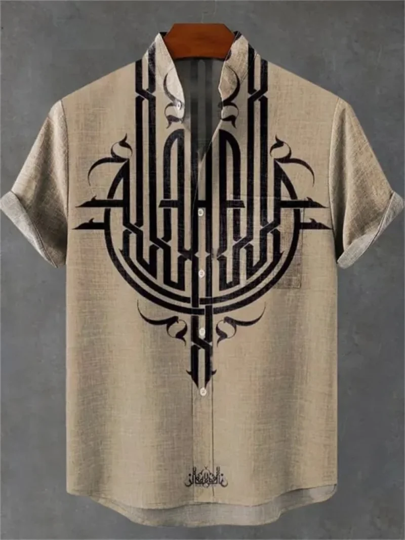 Men's Fashionable Casual Shirt Short Sleeved 3D Printed Pattern Clothing Shirt Linen Camisa Hawaiana Hombre Cosas Baratas