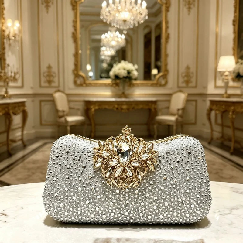 Luxurious Rhinestone Elegant Rhinestone Clasp Clutch Bag Women's Fashionable Elegant Evening Clutch Bag
