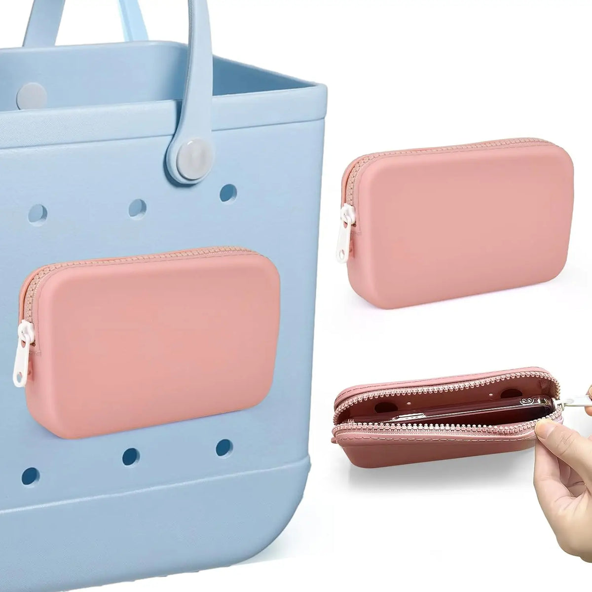 1Pcs Silicone Phone Holder for Beach Bag, Soft Silicone Insert Wallet Charm for Bo Bag Accessories, Attachment for  Beach