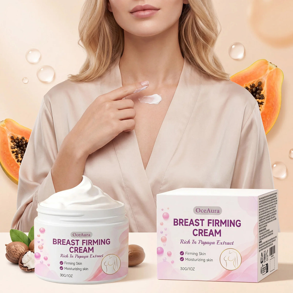 Papaya Extract Chest Care Cream Moisturizes Elastic Skin, Improves Sagging Chest Shape, Daily Chest SPA Massage Nourishing Cream