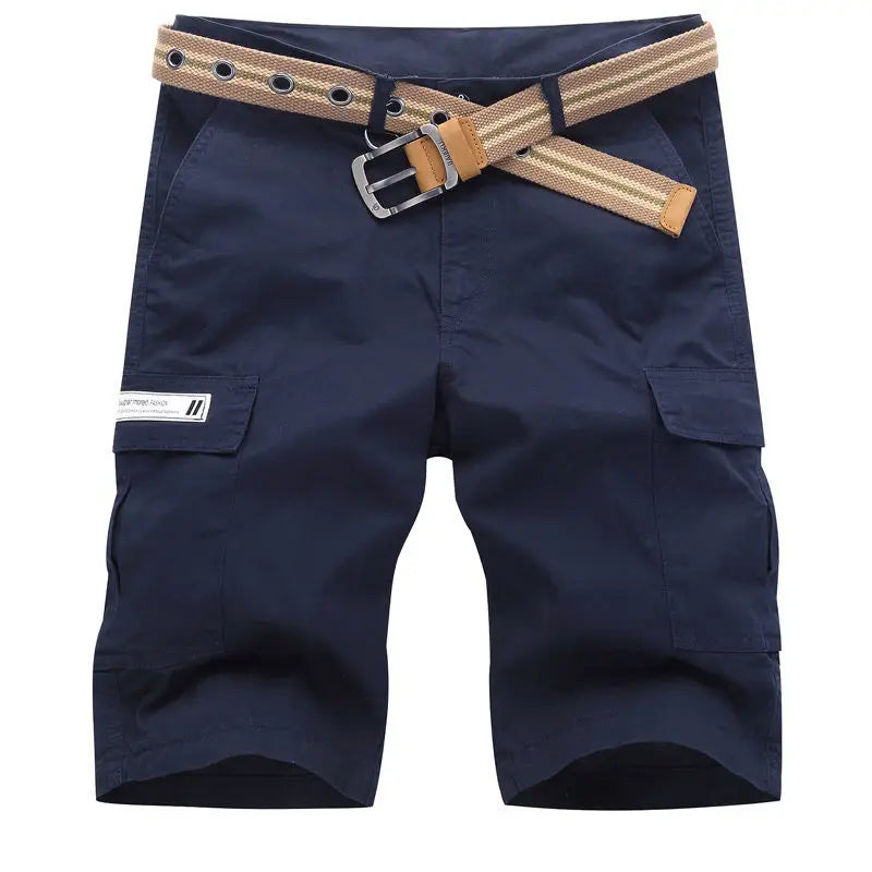 Summer Men Cotton Loose Cargo Shorts Streetwear Fashion Male Clothes Claret 4 Pockets Straight 5 Points Thin Casual Short Pants