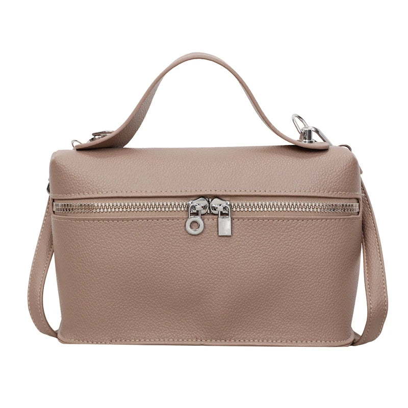 Minimalist Trend Solid Color Box Bag Litchi Pattern Portable Carrying Crossbody Bag Daily Commuting Versatile Square Bag