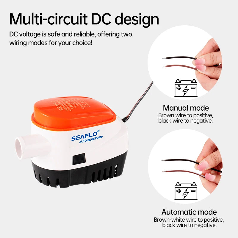 Marine Water Pump Small Bilge Pump 12V24V Yacht Drainage Fast Boat DC Submersible Pump Bilge Automatic Drainage Pump