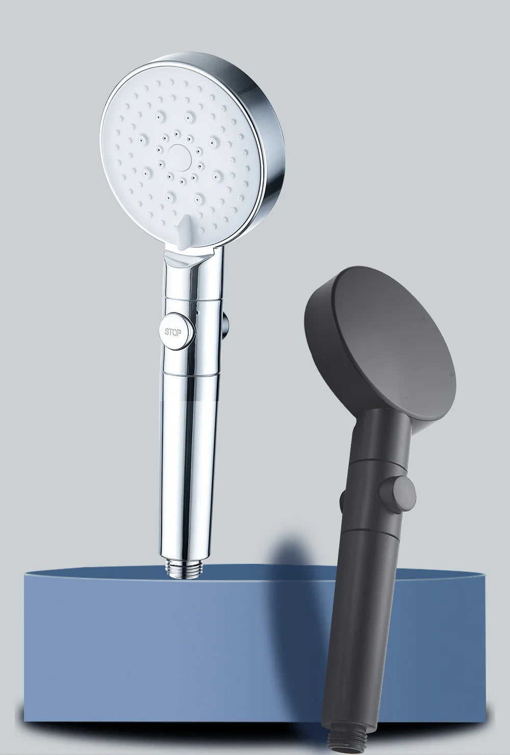 ZhangJi 2025 New 5-Function Shower head with Stop button 10cm Big Panel Silicone gel Hole Easy Cleaning Bathroom Nozzle Sprayer