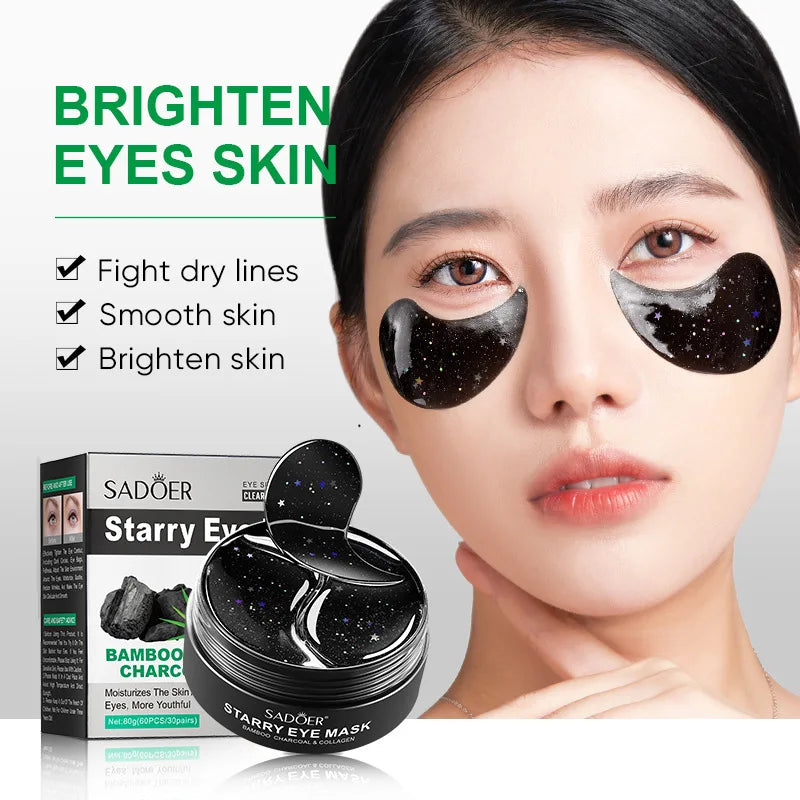 60pcs SADOER Rose Starry Collagen Eye Mask Anti Dark Circles Remove Eyes Bags Moisturizing Firming Eye Patches Eyes Skin Care