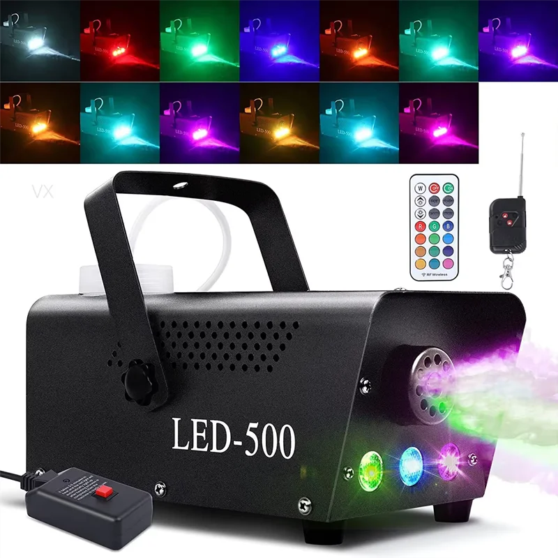 500W Remote Control Fog Machine & LED RGB 3in1 Effect Light Stage Show Led Smoke Machine Disco KTV DJ Party Club Bar Event Show
