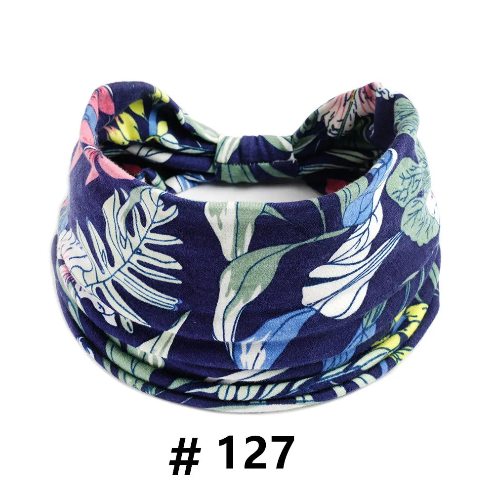 Boho Headbands for Women Cotton Wide Head Bands Stretch Hairband Non Slip Workout Yoga Running Turban Headwrap Hair Accessories