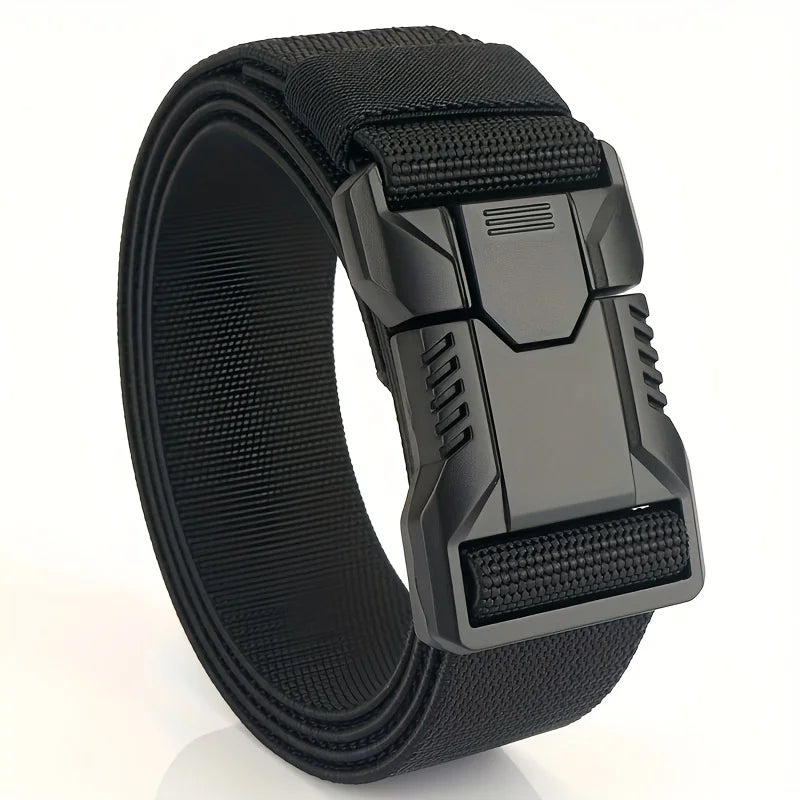 New Unisex Elastic Belt Hard Metal Buckle Quick Release Tough Stretch Nylon Men's Military Tactical Belt Casual Waistband
