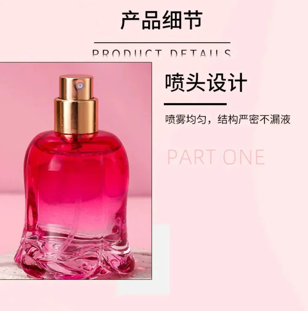 50ml WARMKISS Rose Shape Ladies Perfume Golden Stem Design Long Lasting Floral Eau De Toilette Valentine Birthday Gift