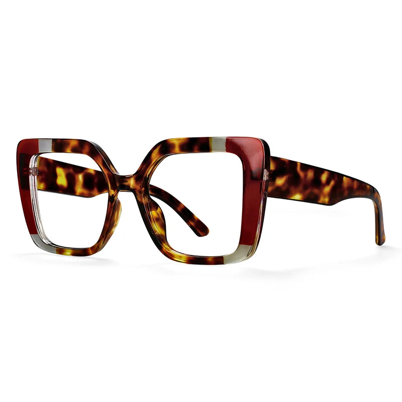 R56982 Colorful Large Size Reading Glasses Lady Trend Splicing Color Presbyopic Eyeglass Universal Prescription Spectacles Frame