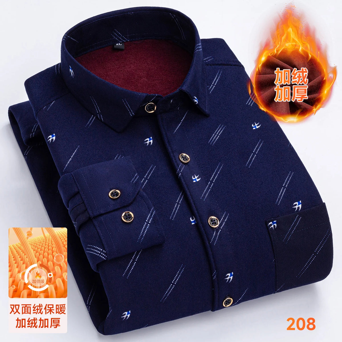 2025 Men's Autumn Winter Warm Long Sleeve Casual Plaid Shirts Thickern Fleece Check Shirts for Men Plus Size Male Office Clothes