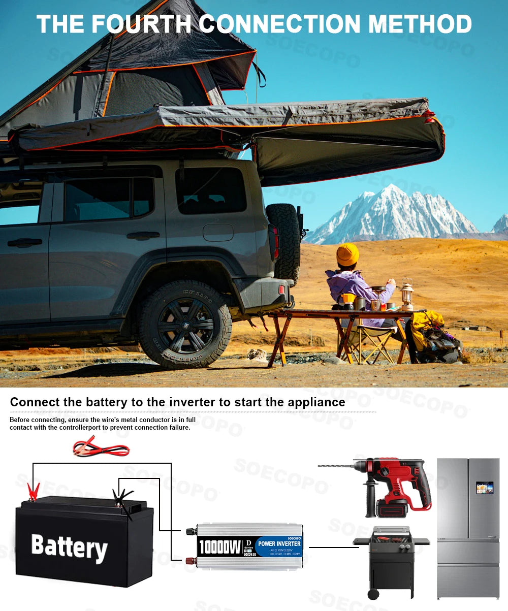 SOECOPO 10000W High-Efficiency Solar Kit 2x800W Panels 100A Controller 12V to 110V 220V Inverter for Boat RV Camping Off-Grid