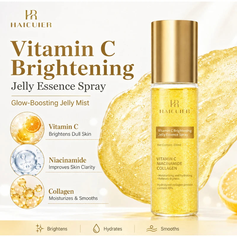 PDRN Vitamin C Jelly Essence Spray 100ml, Niacinamide Collagen Glow Soften Relieve Dryness Pre-makeup Spray Daily Skincare Set
