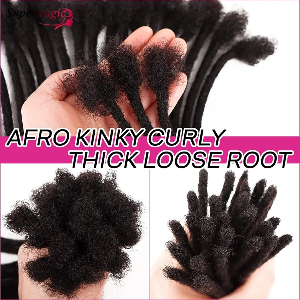 60Strands 0.4/0.6/0.8cm Human Hair Dreadlock Extensions Loc Extensions Human Hair Permanent Crochet Dreadlocks Human Hair 1B