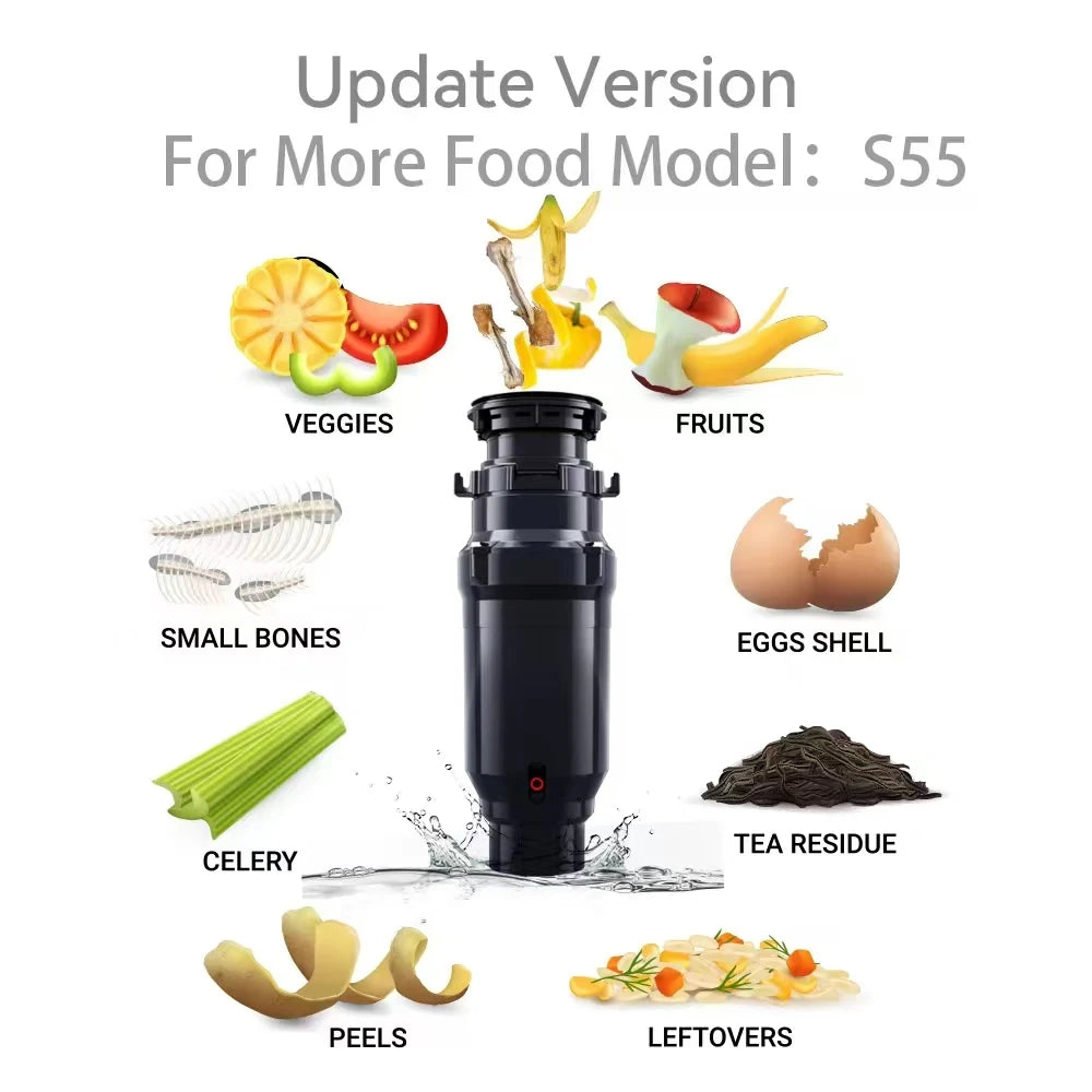 Electric Continuous Kitchen Waste Grinder Stainless Steel Home Food Waste Disposal Silenc er Technology 0.75 H P Sink Garbage