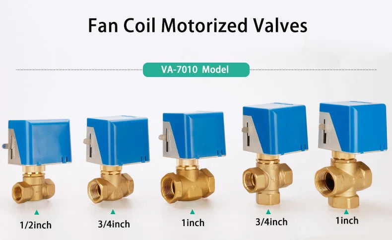 Brass Fan Coil Electric Actuator Central Air Conditioner Three Way Discharge Water Valve