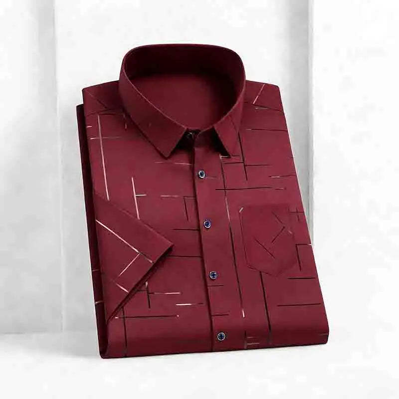2026 New Men's Silky Short Sleeve Shirt Wrinkle-Resistant Short Sleeve Casual Office Daily Wear