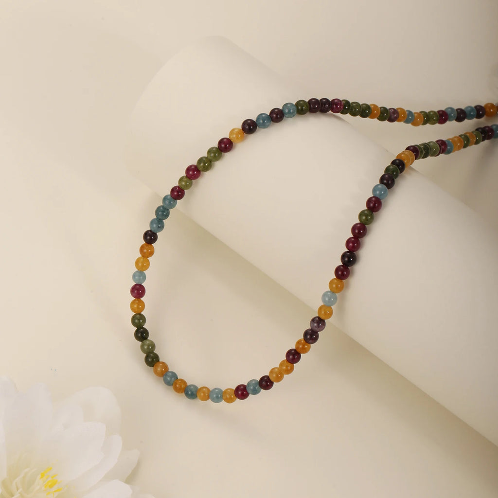 1PC 4mm natural amazonite stone beaded necklace for women ingx tiny pink wintersweet india onyx necklace women beaded jewelry
