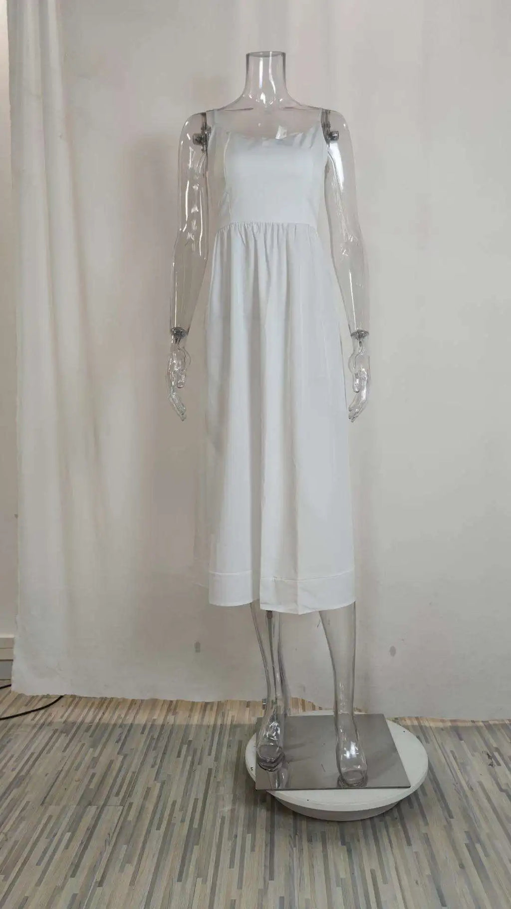 Summer Fashion Casual Sexy Big Skirt Pure Color Strapless Dress Women's mid Waist A-Line Skirt Polyester Fabric No Sleeve