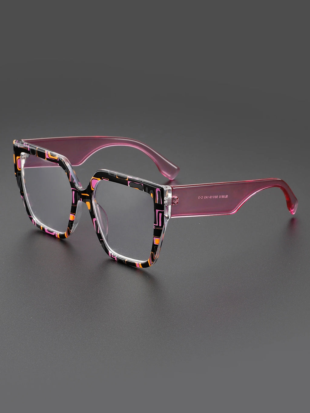 Classic Striped Personality Cat-Eye Square Frame for Women, Textured Anti-Blue Light Glasses Frame, Women's Bohemian Style Commuter and Street Style Decorative Glasses, Suitable for Office, Computer, and Gaming Use