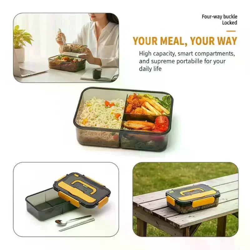 2/3 Compartment Bento Lunch Box With Leak Proof Lids Food Grade Material For Work School Travel Daily Meal Prep