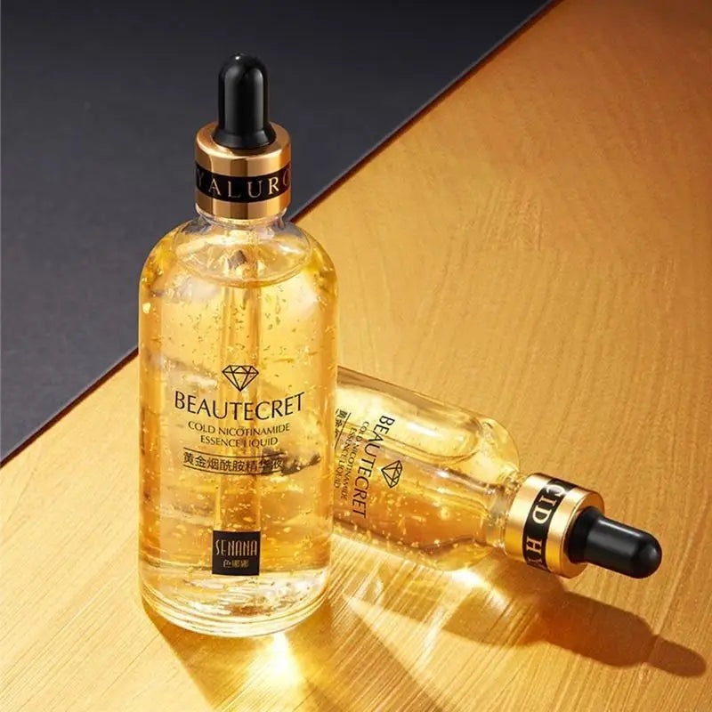 E0BD Hyaluronic Acid Serum 24k Gold Niacinamide Face Moisturizing Solution Whitening Anti Aging Anti Wrinkle