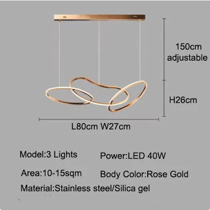 Light luxury LED lustre pendant lights hanging lamps black gold rose gold light for indoor bedroom dining table light fixture