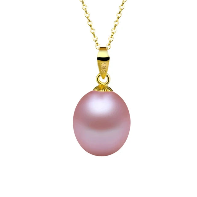 Natural Freshwater Drop Pearl Pendant Necklace 18K Gold Pure  Au750  Fine Jewelry Women Party Gift gold-plated Chain D364
