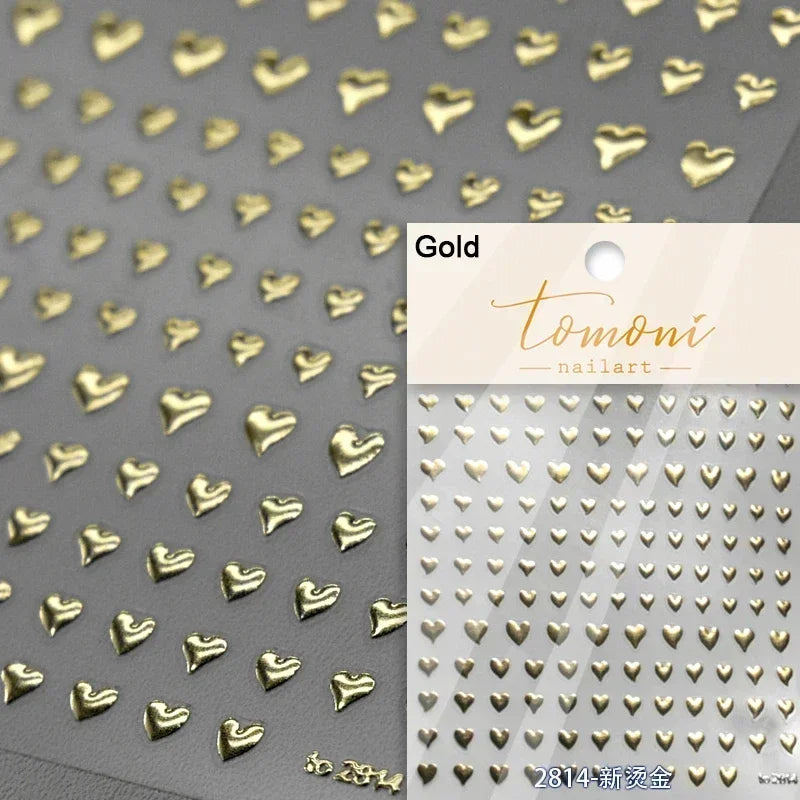5D Gradient Love Gem Glitter Love Heart Colorful Cat's Eye Rhinestone Soft Self Adhesive Nail Art Stickers Shiny Manicure Decals