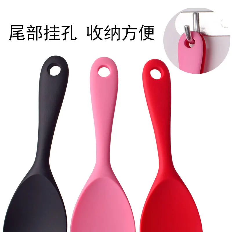 1Pcs Silicone Spoon Non-stick Cooking Spoon Anti-scalding Pot Rice High-temperature-resistant Spoon Durable Kitchen Gadgets