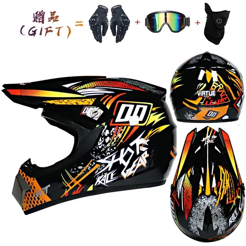 Off-road Motorcycle Helmet, Adult Motocross ATV Downhill MTB DH Helmet with Visor, DOT Approved Capacetes for Riding