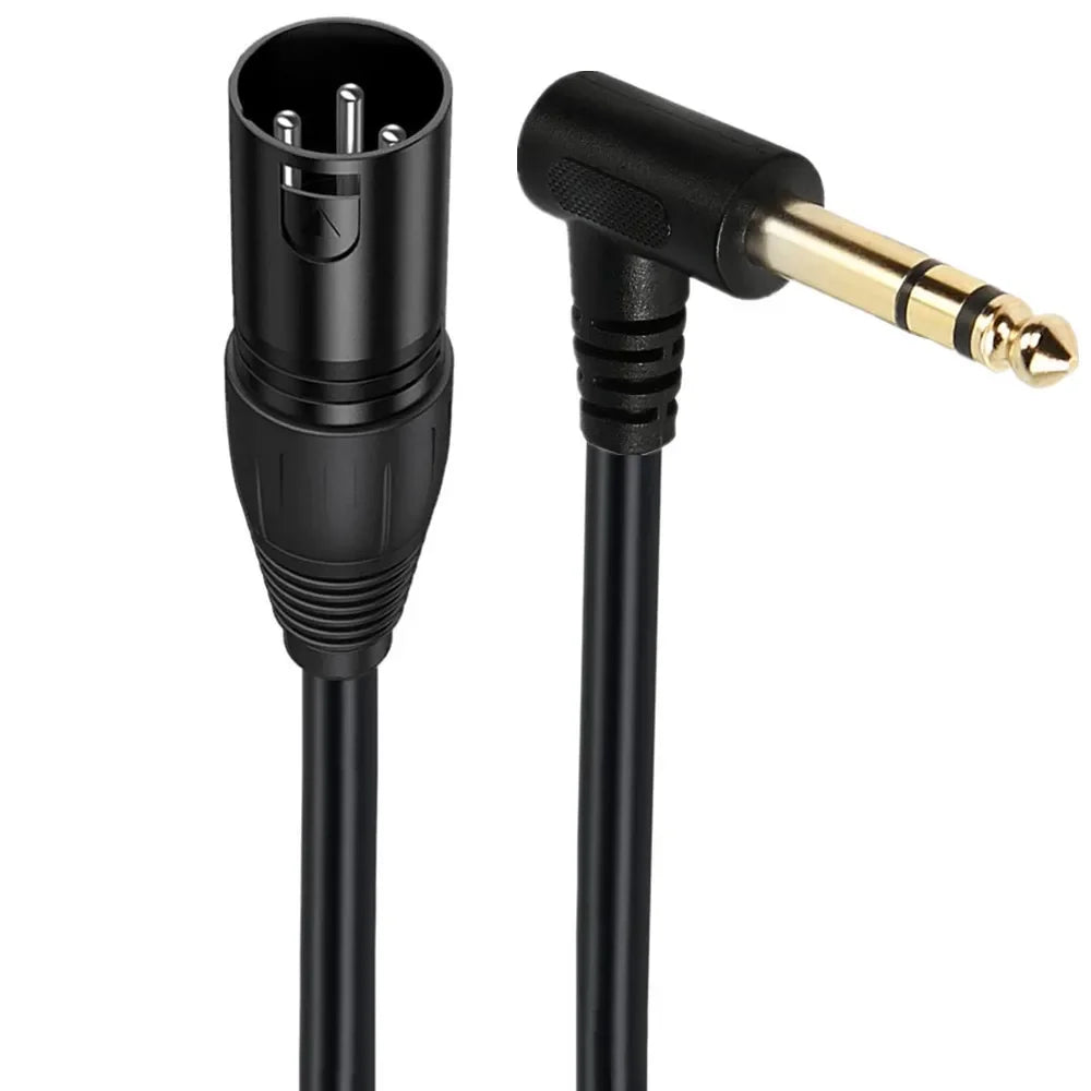 90-degree right-angle 1/4-inch TRS to XLR male balanced signal interconnect cable 1/4-inch to XLR female jumper cable 0.5 meters