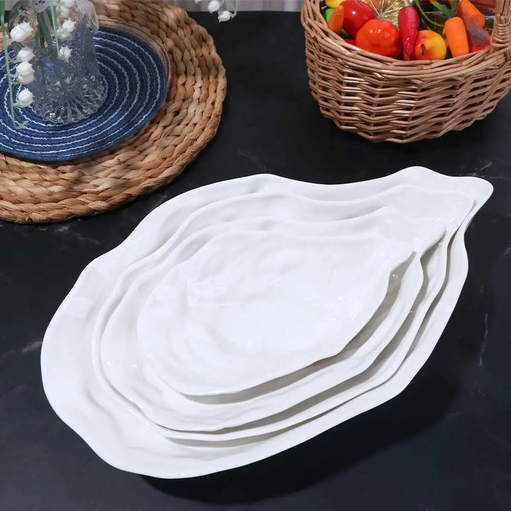 Kitchen Organizer Ceramic Sashimi Plate Creative Oyster Shell Shape Storage Dish Reusable Multi-Function Dessert Tray Festival