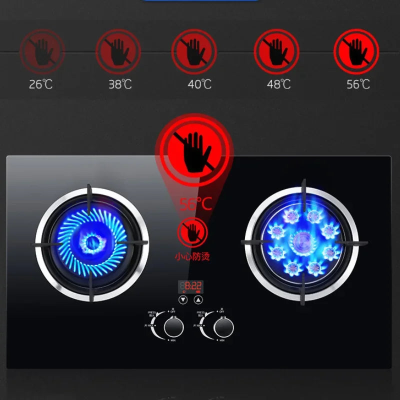 Gas stove with 9-hole dual burner, natural gas with built-in flameout protection, liquefied gas, household kitchen