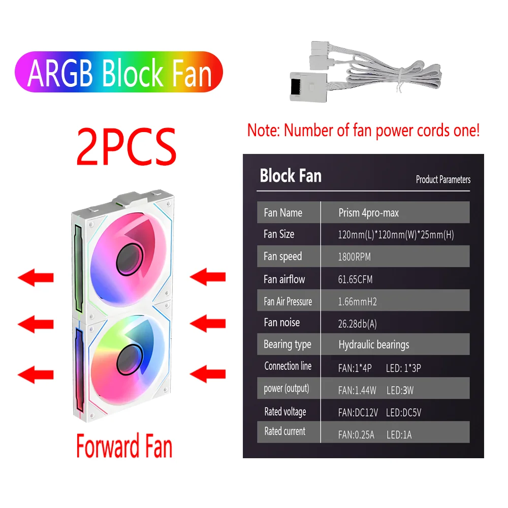 PC Case Fan 120mm ARGB Mirror Cycling Lighting Effect CPU Cooling Fan 4-Pin PWM 58.36CFM Fan for Computer Water Cooling