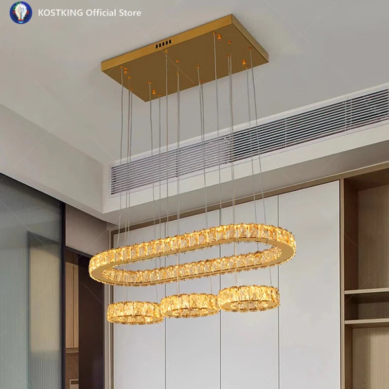 Home Decoration Pendant Lights Luxury Crystal Living Room Chandelier Dining Room Pendant Lamp, Ceiling Light, Indoor Lighting
