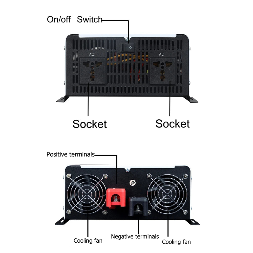 Pure Sine Wave Inverter 5000W 6000W 8000W Power Converter LCD Display DC12V 24V To AC 220V 110V Voltage Solar Power Car Inverter