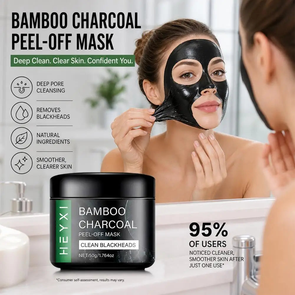 Charcoal Bamboo Peel Off Mask 50g,Deep Cleansing Blackhead Remover, Oil Control Pore Purifying Mud Mask for T-Zone Care