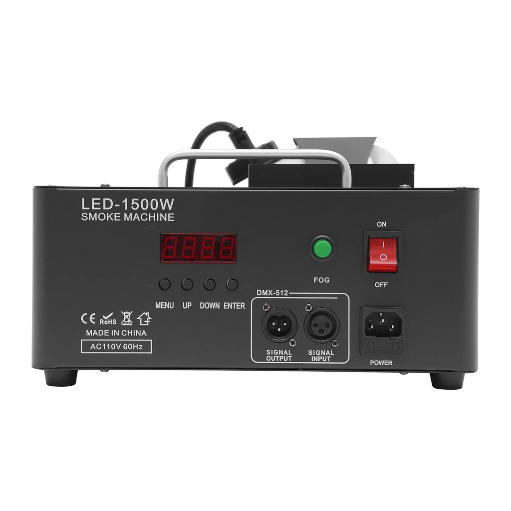 24led 1500w Column Smoke Generator 3-in-1 with Built-In Power Adapter 16.54*12.6*9.45 in Fog Smoke Machine with Remote Control Seven Light Colors 0.53 Gal Oil Tank for Wedding Haunted Houses Halloween Parties Christmas Clubs