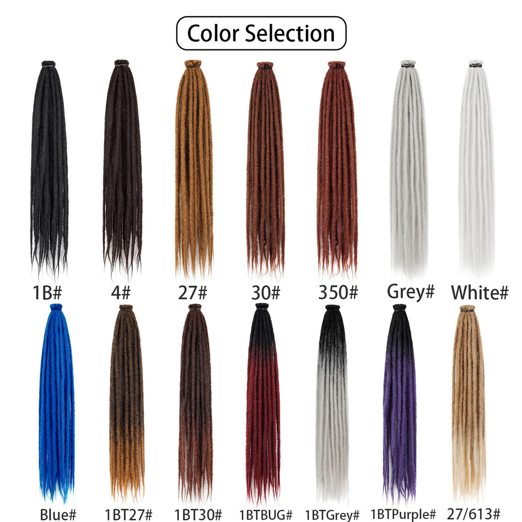 20Strands 24 Inch Synthetic Dreadlock Extensions Ombre Black 0.6cm Width Single Ended Hippie Reggae Style Crochet Hair for Men