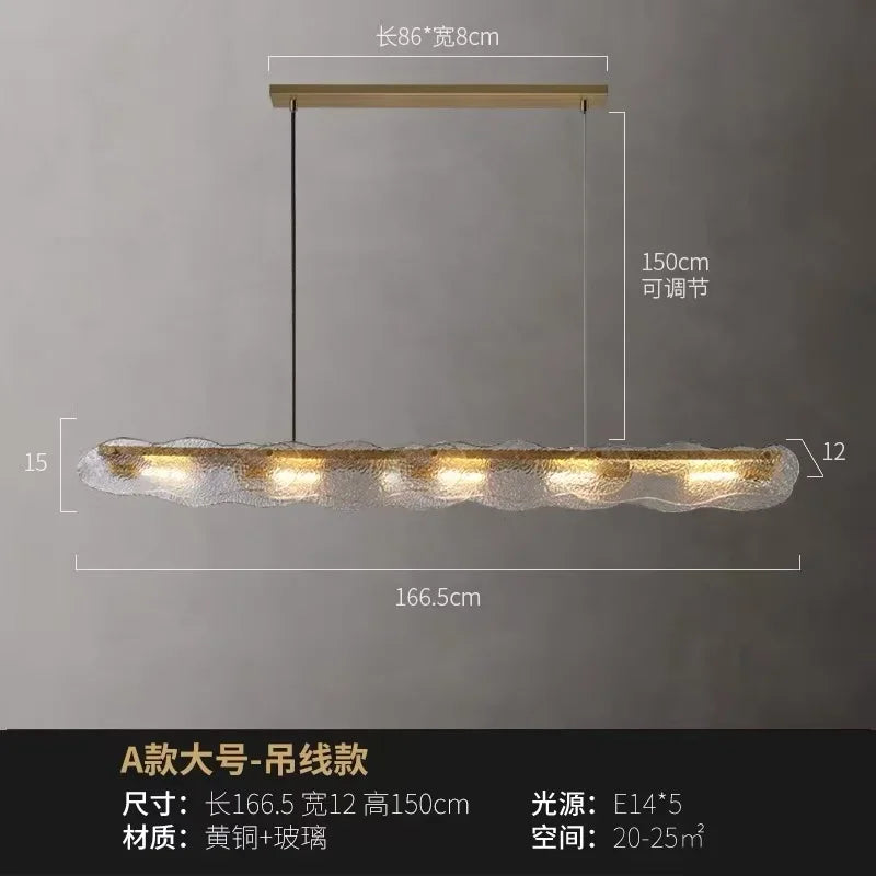 Restaurant modern simple glass crystal bar counter front desk exhibition hall strip decorative lamp