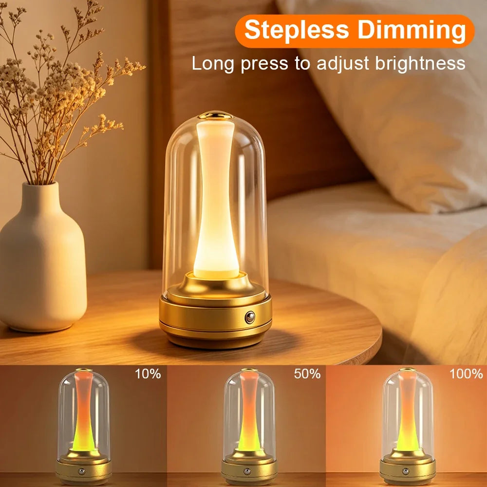 GGbingo Night Light Dimmable Night Lamp LED Rechargeable Light Touch Glass Lampshade Mood Light for Home Bedside Coffee Shop