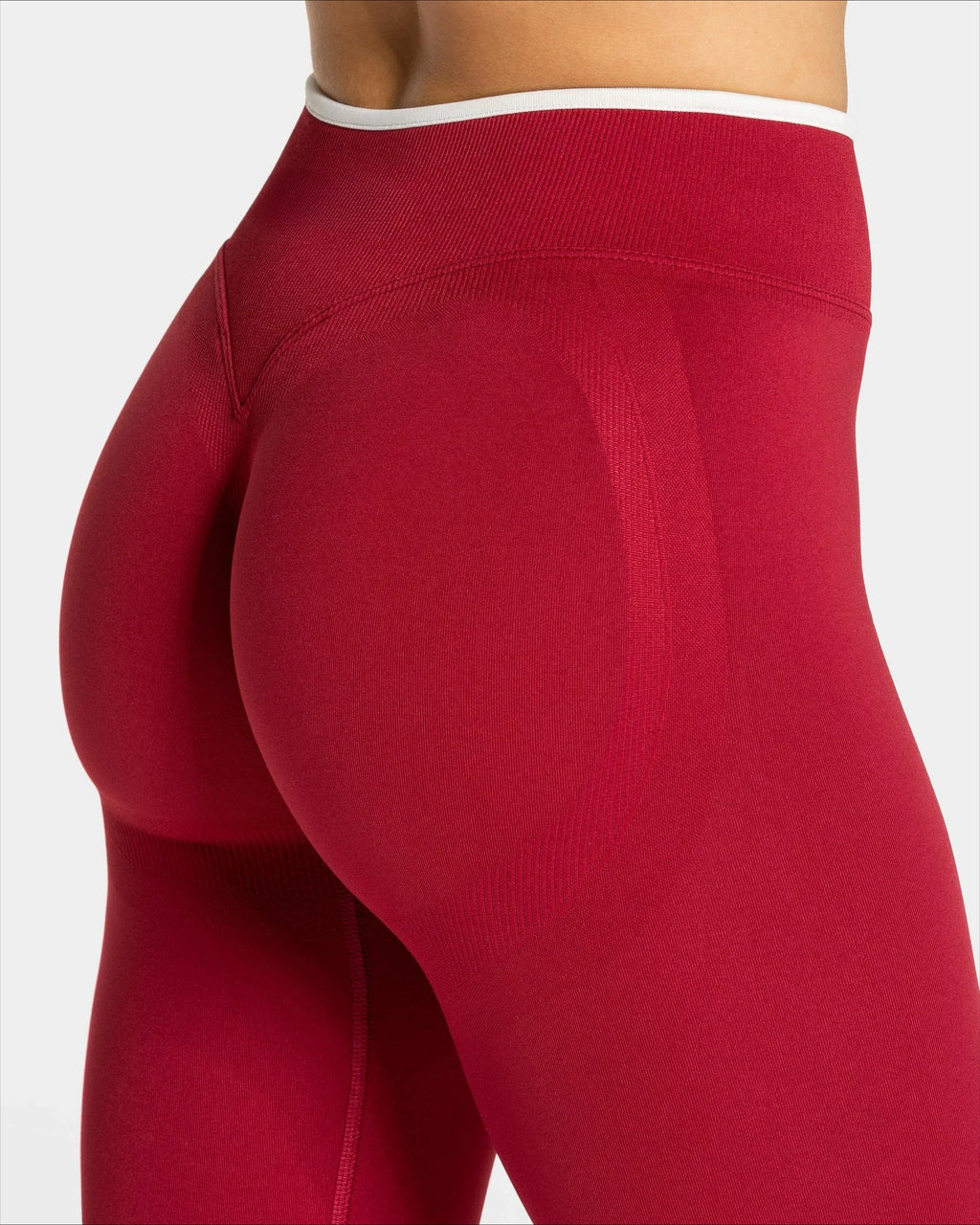 Women's Seamless Gym Solid Color Sports Pants White Edge Waist Tight High Waist Hip Lifting Yoga Pants Running Exercise Pants