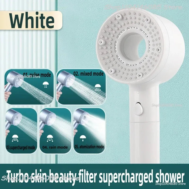 5 Modes Shower Head High Pressure Showerhead Portable Filter Rainfall Faucet Tap Bathroom Bath Home Bathroom Accessories