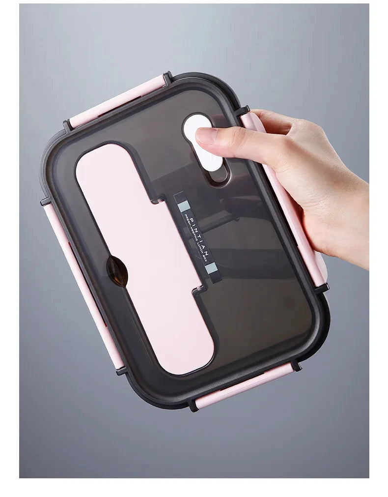 1500ML Lunch Box Food Storage Box 3 Grids Student Office Worker Microwave Bento Box Outdoor Picnic Container With Fork Spoon