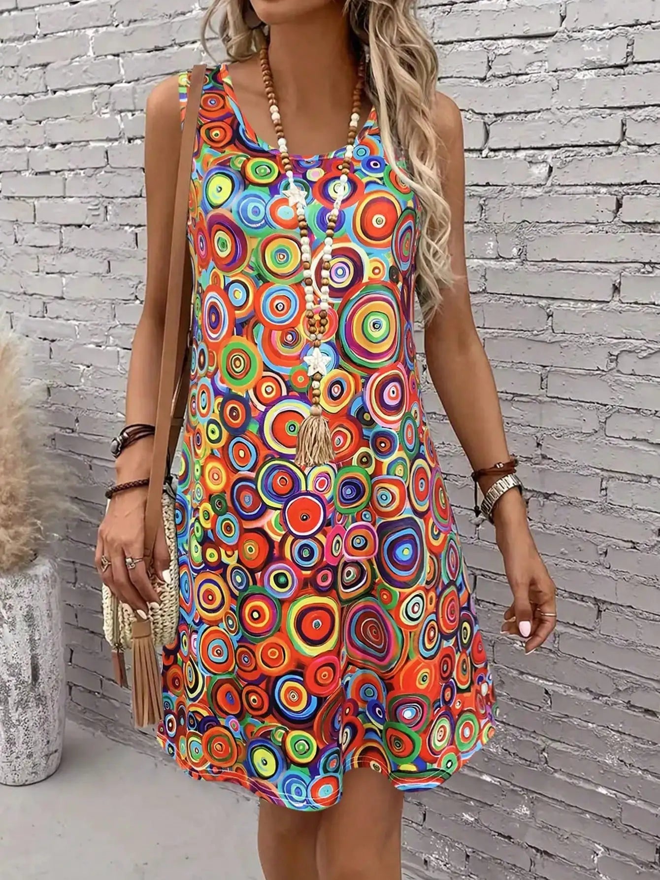 Women's Off-Shoulder All-Over Print Mini Dress - Sexy Vacation Sundress, Flowy Summer Beach Dress, Boho Chic Short Dress for Wom