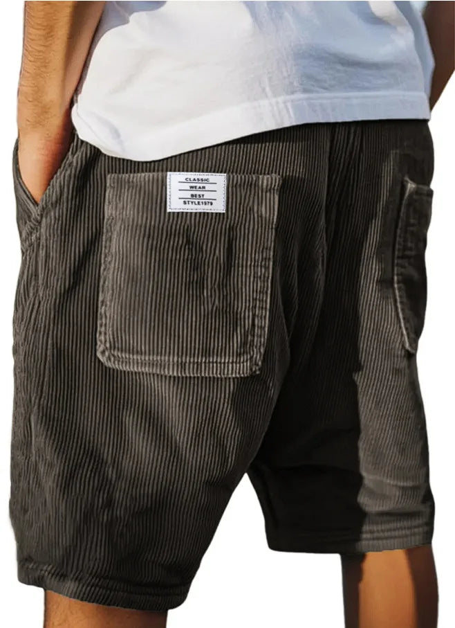 Summer New Men's Corduroy Shorts Fashion American Style Multi Pocket Pants Embroidered Logo Retro Straight Leg Shorts For Male